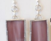 Stained Glass Earrings- Light Purple- Silver French Hook