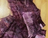 Nuno Felted Cobweb-Weight Scarf, Mohair in Bright Purple with Vintage Lace