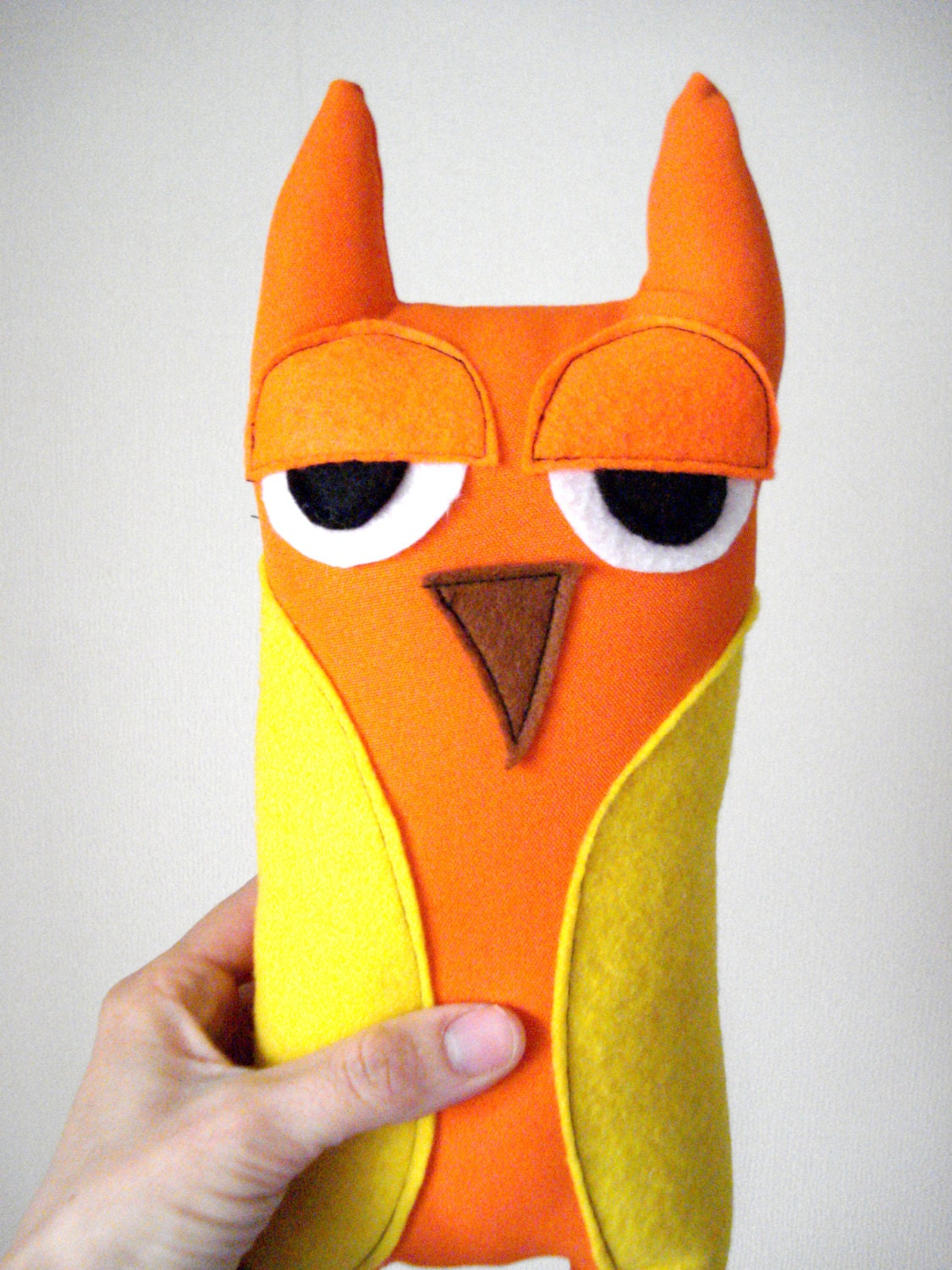 Orange Fluor Owl Stuffed Toys Art Doll Plushie Plush Soft Softie