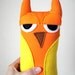 Orange Fluor Owl Stuffed Toys Art Doll Plushie Plush Soft Softie