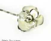 Silver Hair Pin with Vintage Silver Coro Flower, Wedding, Bridal, OOAK, Bobby Pin