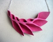 Petal Collection: Hot Pink Leather Petals Necklace