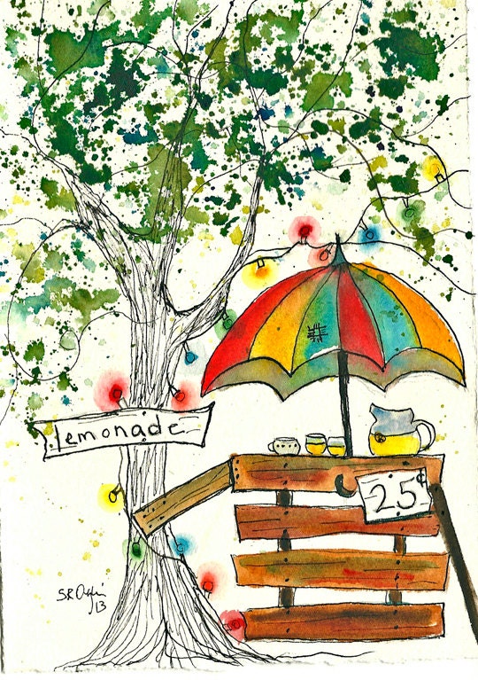 Lemonade Tree, ORIGINAL 5x7,  Watercolor
