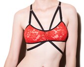 Red Coral Lace 'Suzy' Harness Bralette
