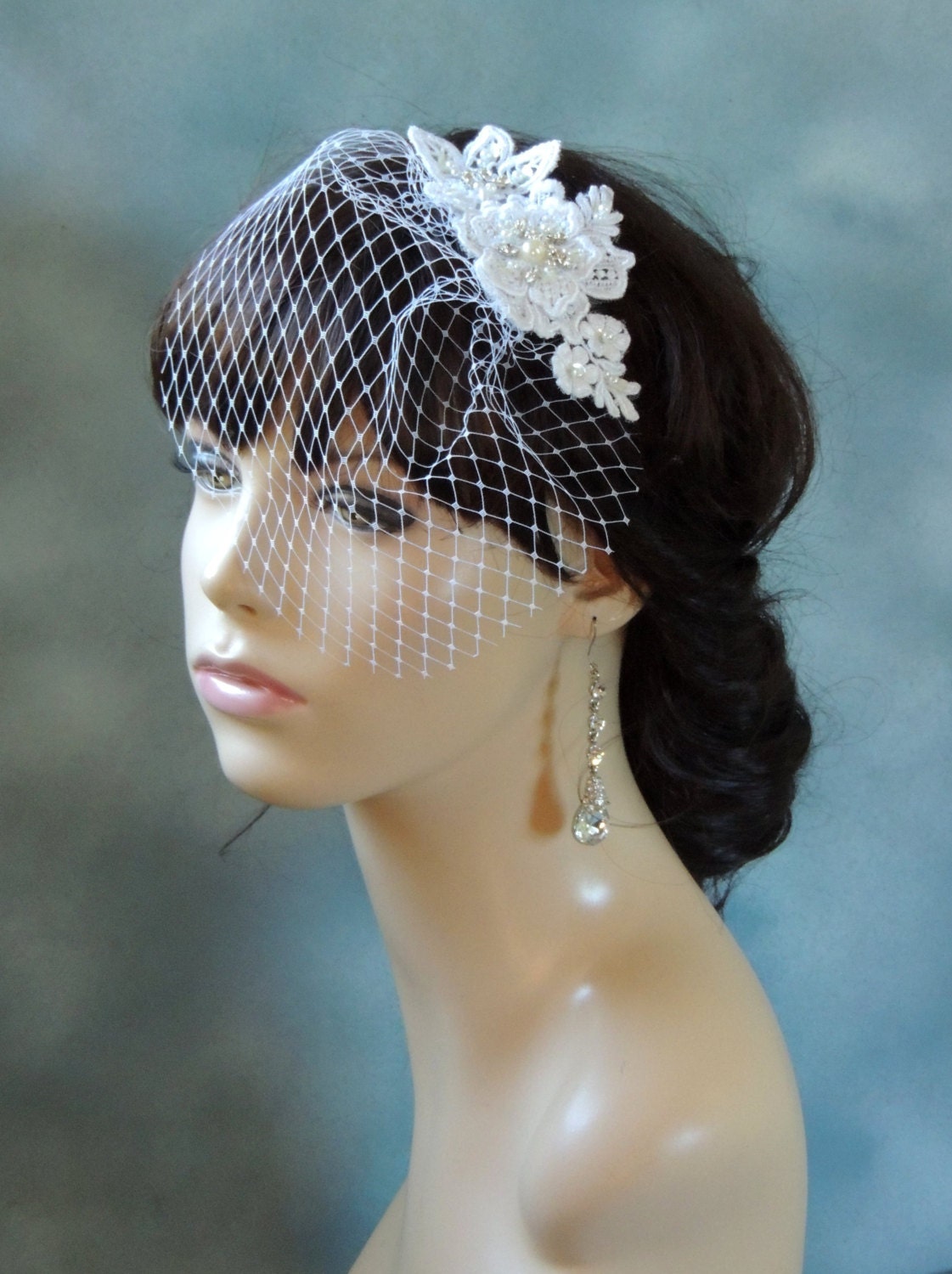 Bridal birdcage veil with Hair comb, Wedding Hair Accessory, bridal hair comb, Wedding Fascinator