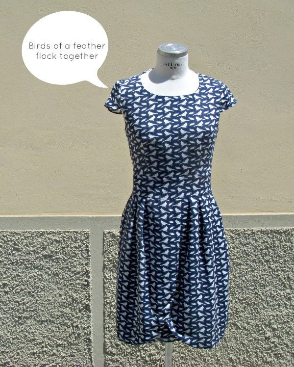 BIRDS of a feather FLOCK TOGETHER print dress