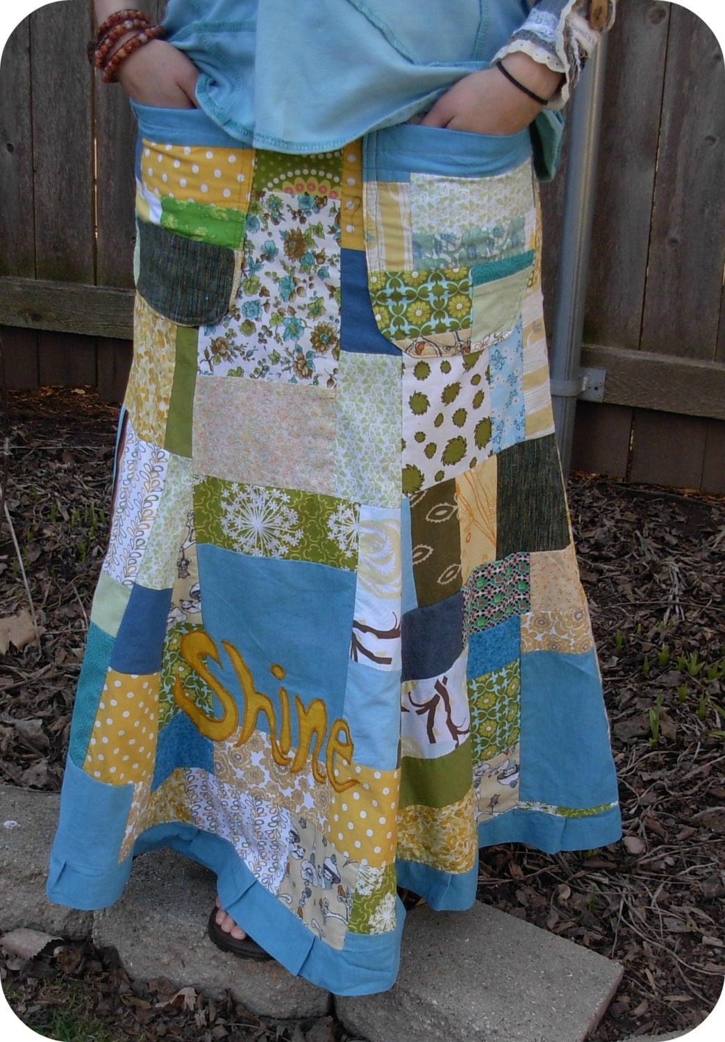 Shine A light Amazing Random Patchwork Hippie Patchwork Boho Bell Skirt S M