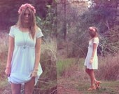 Lilya Dress. White 90s babydoll mini lace dress with long sleeves S XS
