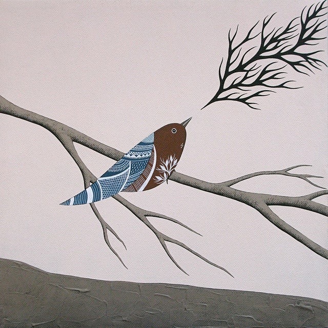 bringing the trees into existence 6 // original fine art bird painting on canvas // by natasha newton