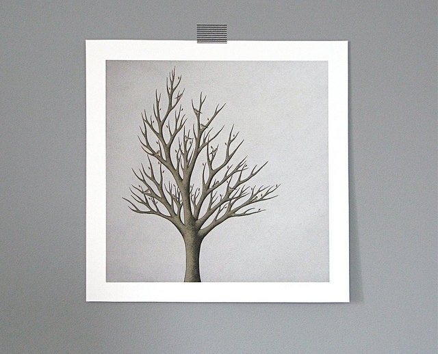 tree with goldfinches // archival 8x8 fine art print from my original nature inspired painting // by natasha newton