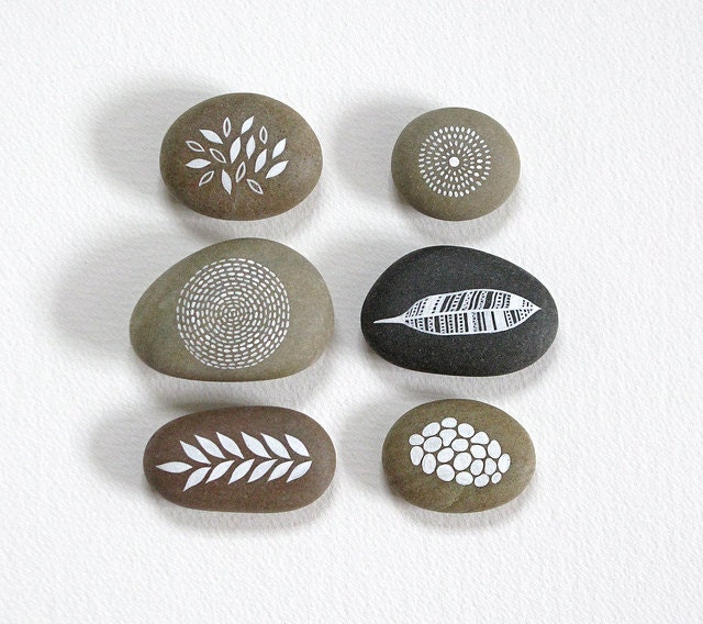 ground and sky 5 // a collection of six hand-painted stones with nature inspired designs // by natasha newton