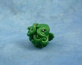Green Cthulhu Figure, Original Horror Sculpture Inspired by H.P. Lovecraft