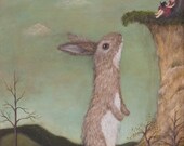 Beyond the Forest Edge - acrylic painting, giclee print, art print, rabbit