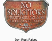 Eating Solicitors Sign Shield  by Atlas Signs and Plaques 10x7 inches Made in the USA