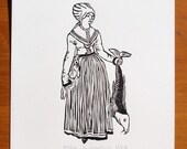 After Durer: Woman Holding Fish Woodblock Print