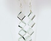 Long glass earrings, geometric jewelry, mirror jewelry, glass earrings, long dangles , party jewelry