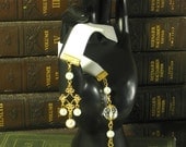 Princess' Pearls - 9 Inch White Velvet Ribbon Bookmark with Pearls and Fleur Charm