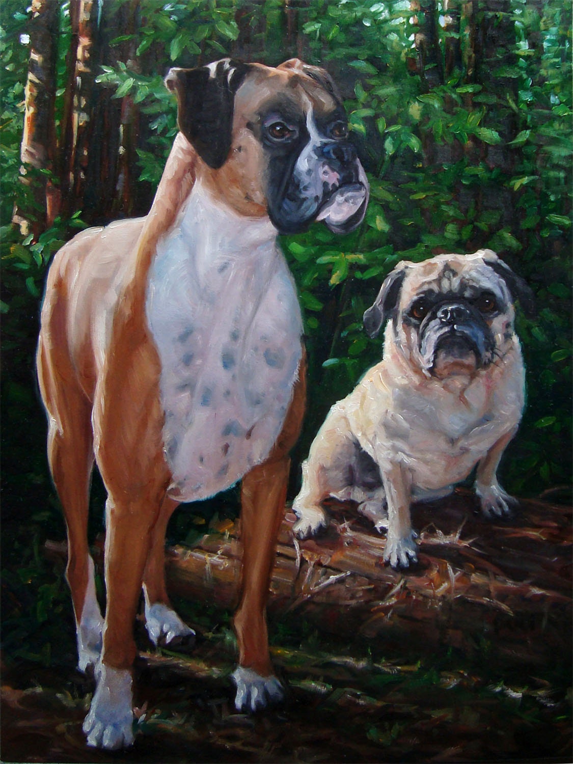 PET LOVERS, Pet Portraits in Oils by puci, 12x16 inches w/2 pets