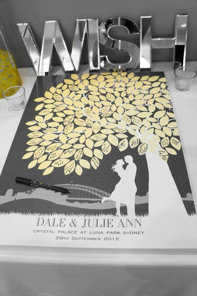 Wedding Guestbook Signature Tree - Personalized Skyline & Silhouette, Canvas Wrapped Keepsake, 175 Signature Guestbook, Size: 18x24