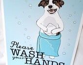 Wash Your Hands Jack Russell Terrier - 8x10 Eco-friendly Print