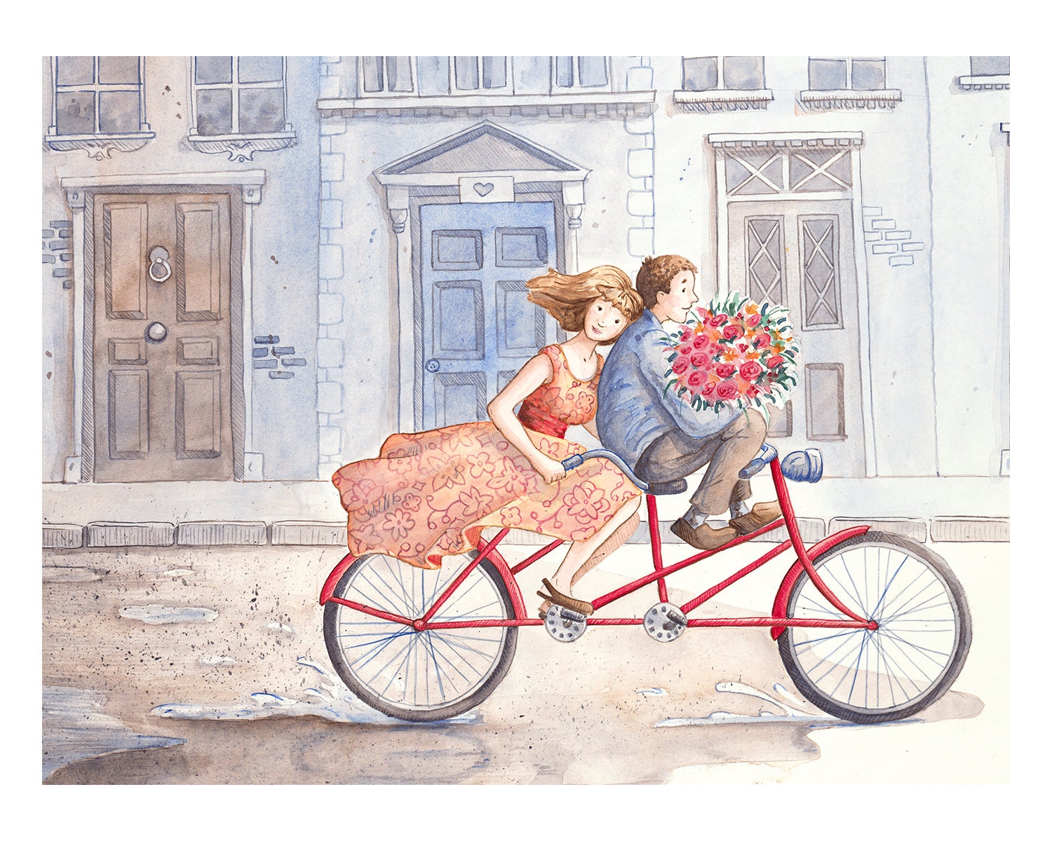 Gather Ye Rosebuds: Fine Art Print - Home Decor - Roses - Bicycle - London - 8 x 10