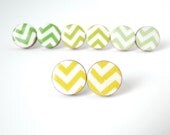 Chevron Earrings - Mustard - Zig Zag - Chevron Pattern - Studs - Geometric Jewelry - Wood Earrings - Made to Order - Gift Under 10