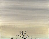 Bare Branches--12x12--Original Acrylic Painting--Tree Branches Stormy Gray Sky