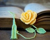 Crochet Flower Bookmark Handmade Yellow Rose