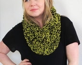 Criss-Cross Stitch Circle Cowl in Lime Green & Black // Neon Knitted Cowl // Pop Trendy Infinity Scarf