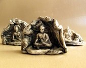 Buddha or Quan Yin in a Cave Porcelain Statue Ceramic Art Miniature - SAME DAY Shipping
