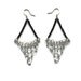 Graphic Earrings, Knitted Earrings, Silver Dangle Earrings on black chain