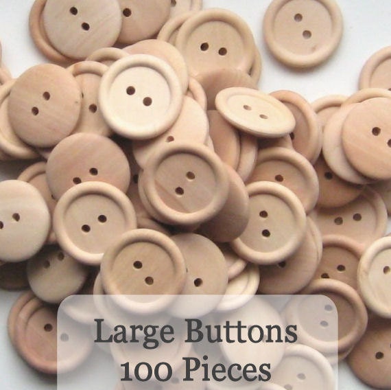 Large Unfinished Wooden Buttons 1 inch, Pack of 100
