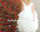 Flower Girl Dress -  Feather Dress Corset back - Swan - Made to Order Girls Sizes - Girls Sizes - 12m, 18m, 24m,  2t, 3t, 4t