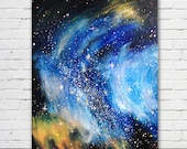 NEW ORIGINAL painting - We Are All Made of Stardust - 16x20 inches in Galaxy Blue & Star White.