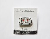 brooch silver gray plastic portrait pin - Luigi -ready to ship