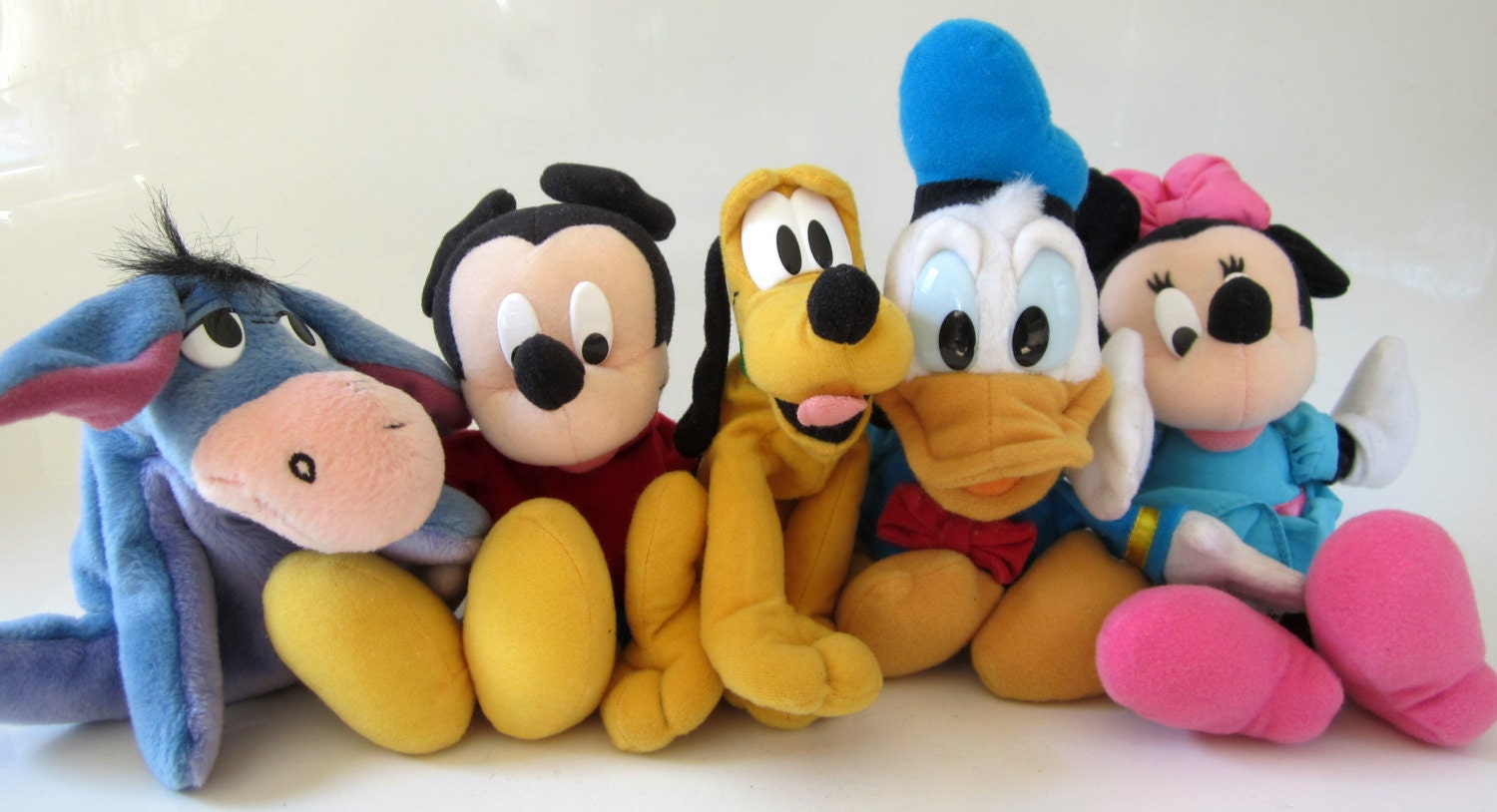 Mickey Minnie Donald Duck Pluto Eeyore Mattel Arcotoy Plush Toy Disney Vintage Stuffed Set 5 DDB7