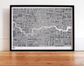 London and beyond Type Map in Sheer Slate - decorative screen print