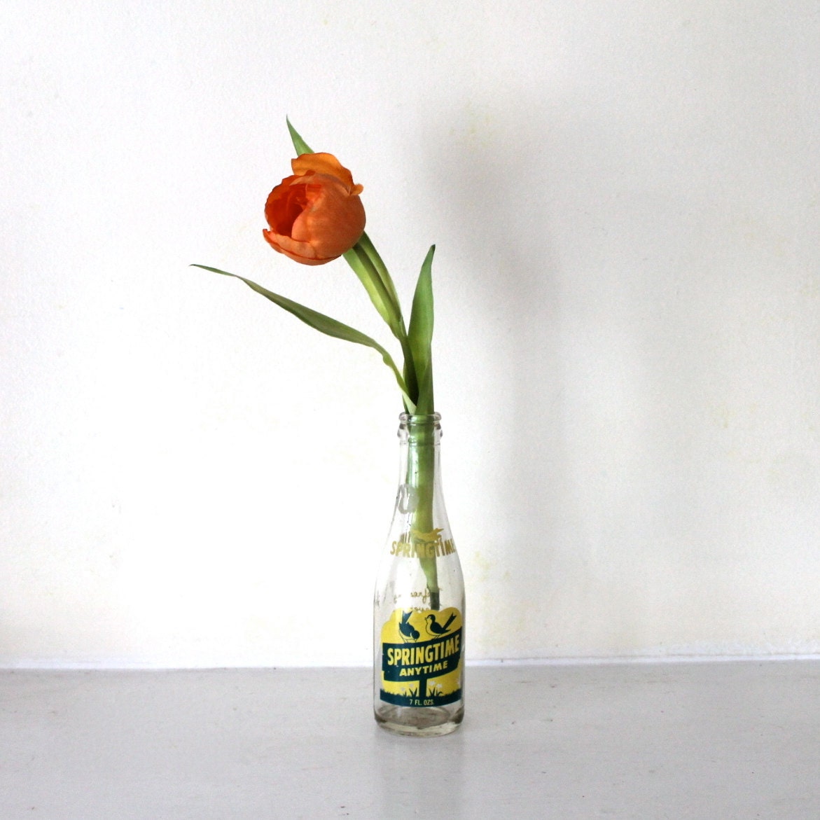 Vintage Springtime anytime Soda pop bottle 7 oz made in wisconsin