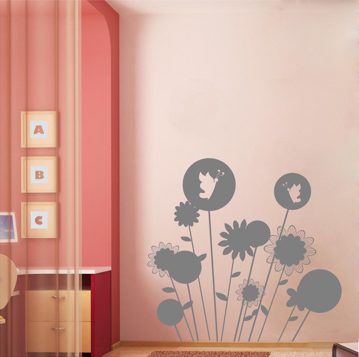 Chalkboard Flower Garden Customizable Wall Decal