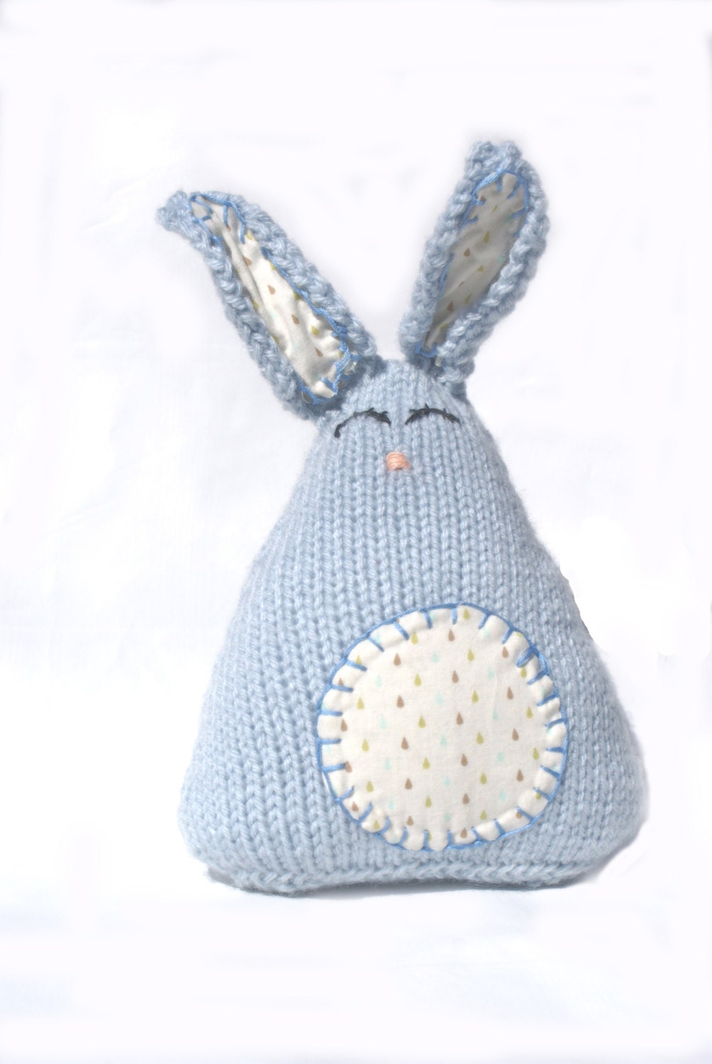 Knitted Stuffed Easter Bunny in Blue - Ready to Ship