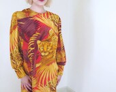 Vintage 80s Big Cat Jungle Cheetah Oversize Dress