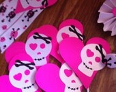 Rocker Skulls and Crossbows Cupcake picks Hot pink