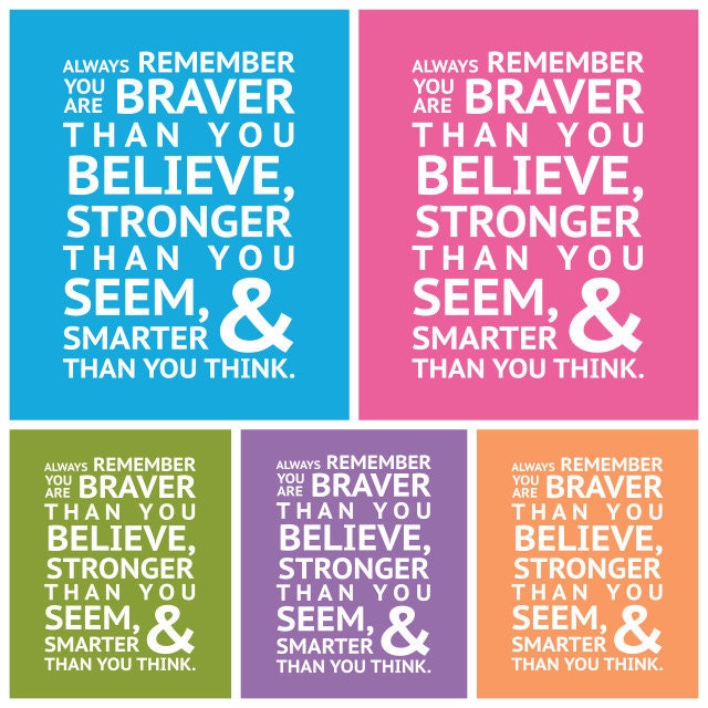 Winnie the Pooh - BRAVER, STRONGER, SMARTER - Instant Download