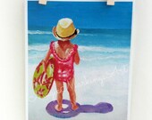Beach nursery decor- baby girl, wall art, original painting print, 8x10 inch by Cathie Carlson
