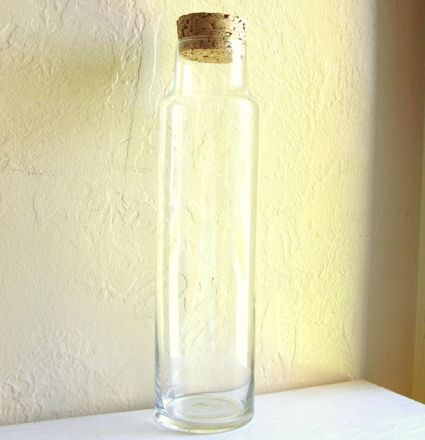 Extra Tall Glass Jar with Cork Lid Bottle by ShabbyNChic on Etsy