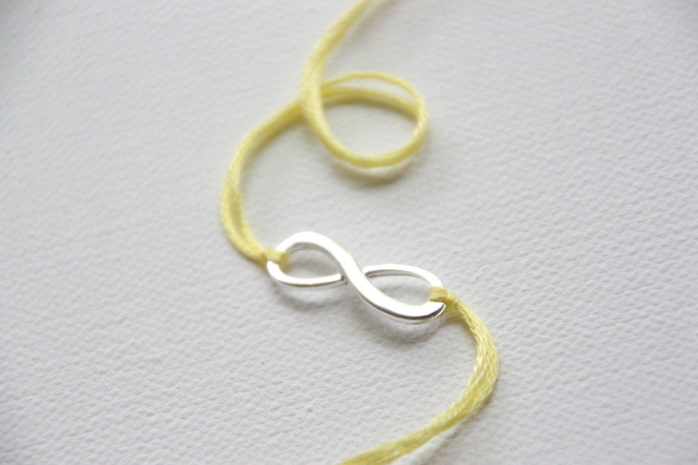 lemon yellow and silver infinity charm bracelet best friends thread friendship bracelet love wishlet wish bracelet letterhappy etsy