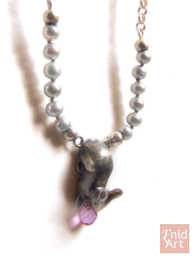 Sterling silver necklace with rabbit