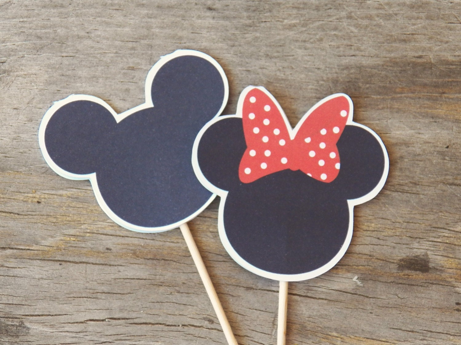 Mickey and Minnie Mouse Party - Set of 24 Red Minnie and Mickey Cupcake Toppers by The Birthday House