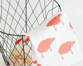 Hand screen printed teatowel with sheep