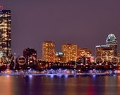 Boston Back Bay Skyline NIGHT Charles River 12x36 Panoramic Photo Poster Cityscape